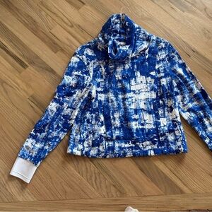 Helmut Lang Blue and White Bomber Jacket with Abstract Pattern